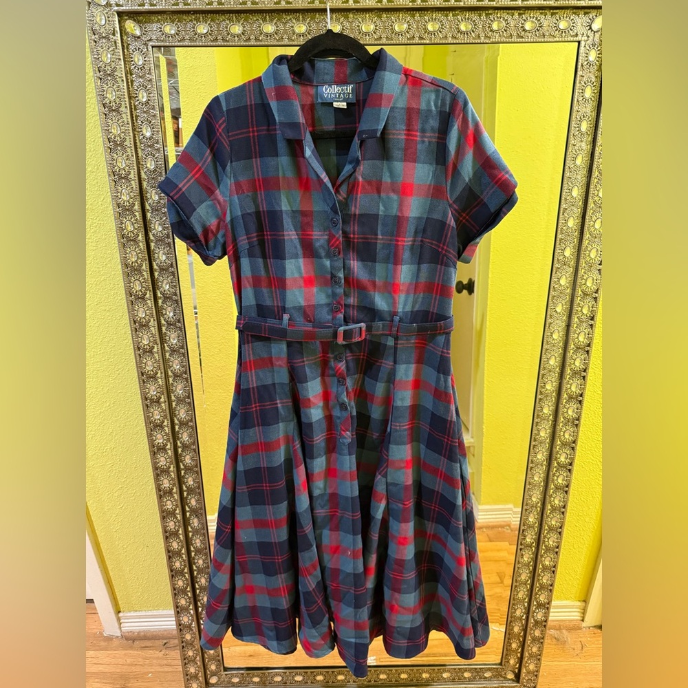 Collectif Vintage Plaid Midi Dress